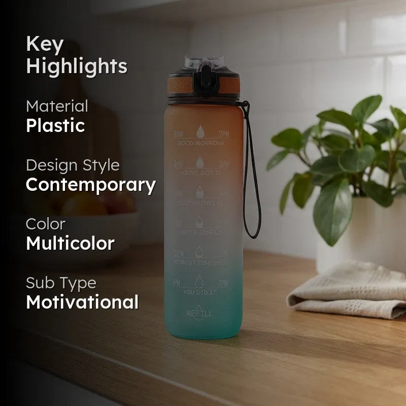 Solara Sportiq Plastic Water Bottle (1000 mL) - Orange,Blue media 2