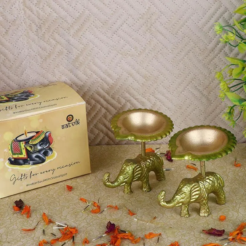 Gajmukut Tealight Candle (Green) - Set Of Two media 3