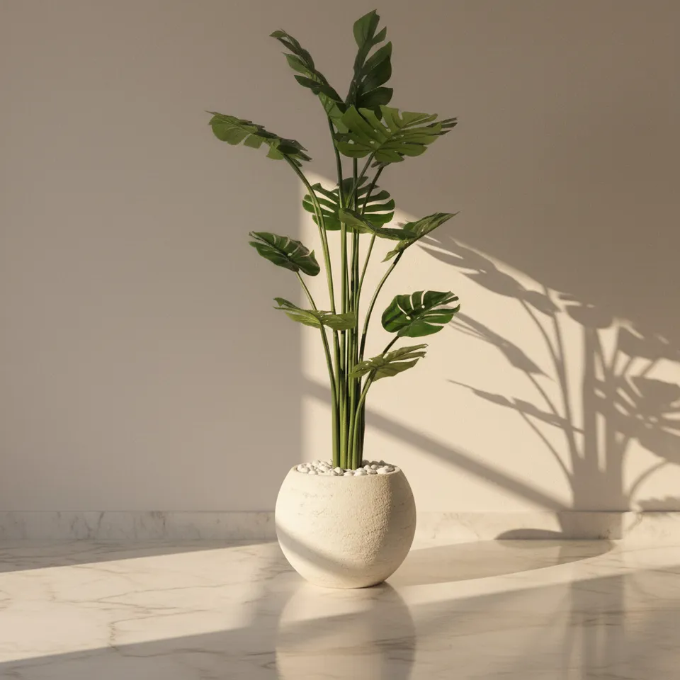 Artificial Split Philo Plant With Black Fiber Pot - 4.9 Feet media 3