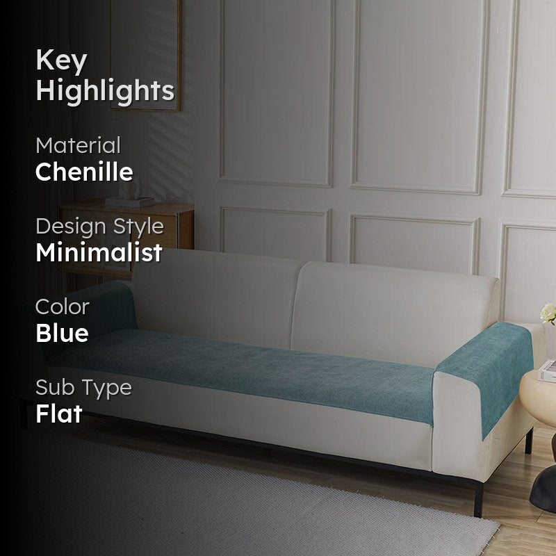 Herringbone Chenille Sofa Mat - Blue media 2