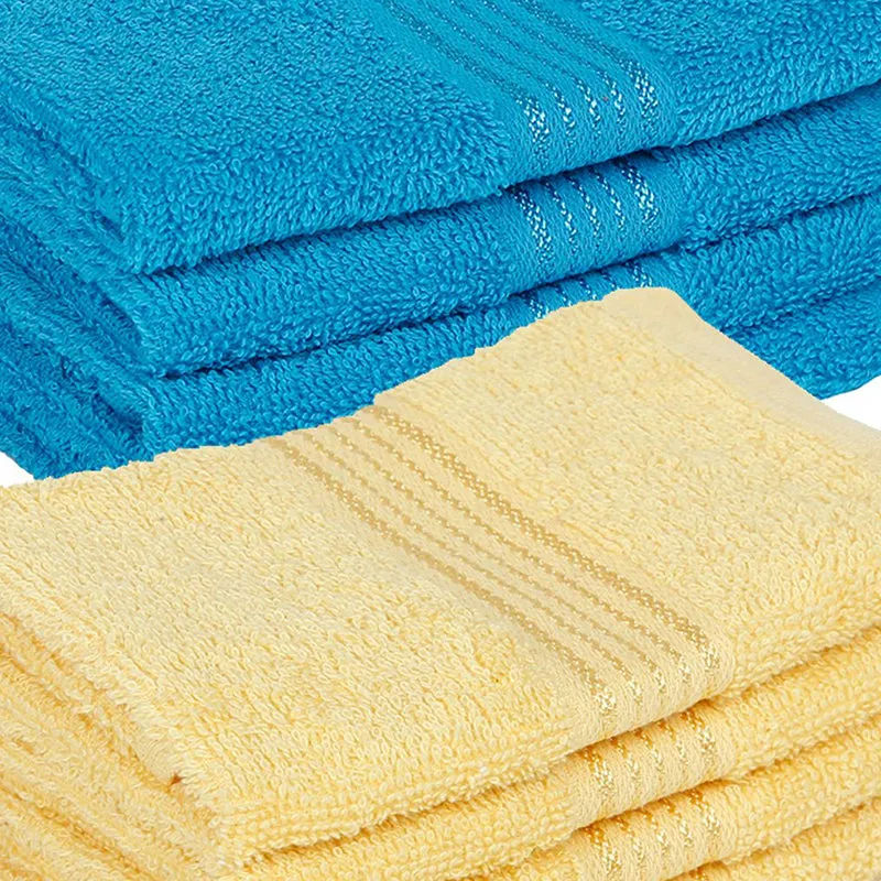 Eva Quick Dry Face Towel (Blue & Yellow) - Set Of Eight media 4