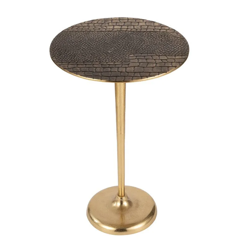 Textured Top Pedestal TableAluminum Side Table - Gold media 4