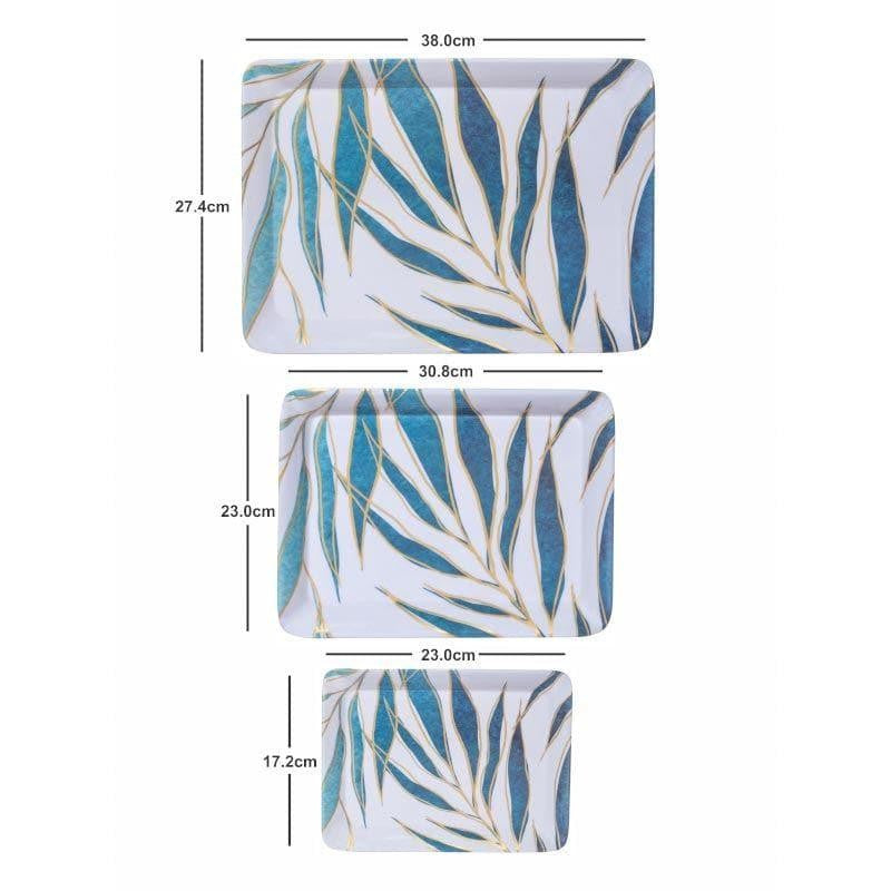 Neela Patti Blue Melamine Serving Tray Set of 3 media 4