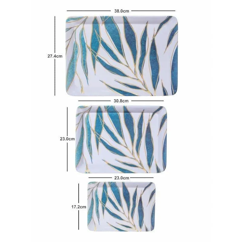Neela Patti Blue Melamine Serving Tray Set of 3 media 4