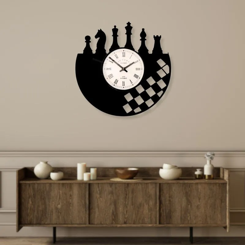 Chessline Steel Analog Wall Clock - Black media 3