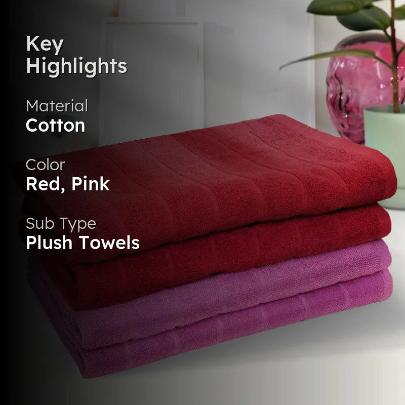 Sarda Bath Towel (Red & Purple) - Set Of Four media 2