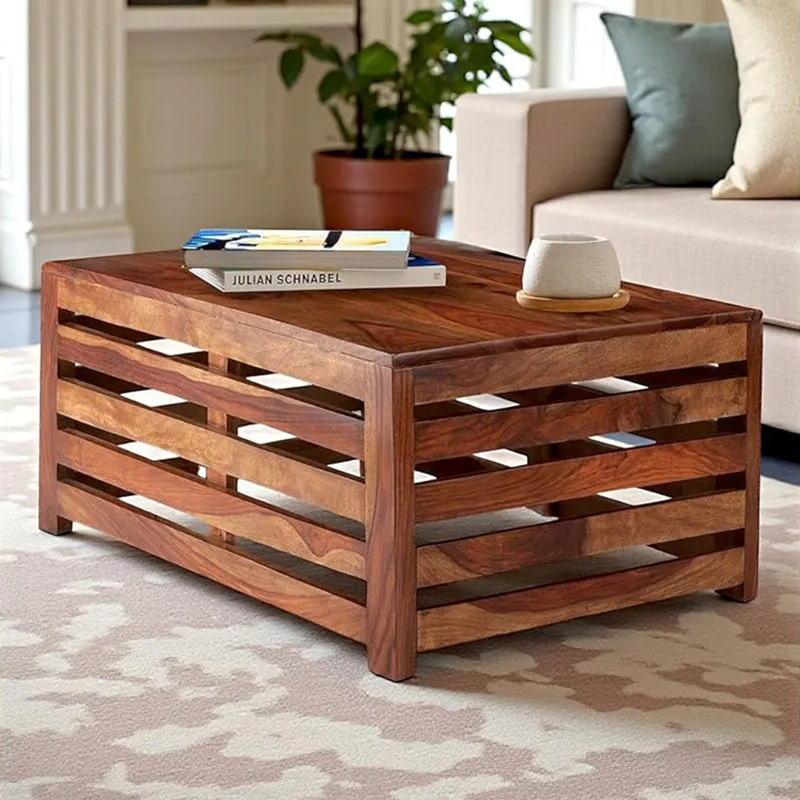 Cenrox Sheesham Wooden Center Table - Dark Brown media 1
