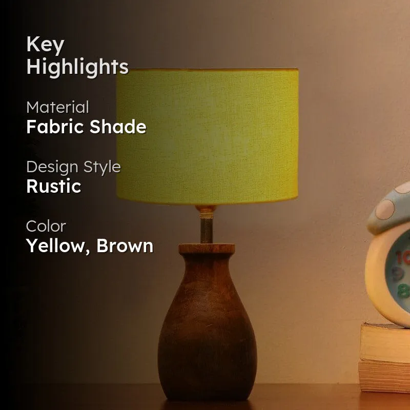 Sheldo Fabric Table Lamp - Yellow,Brown media 2