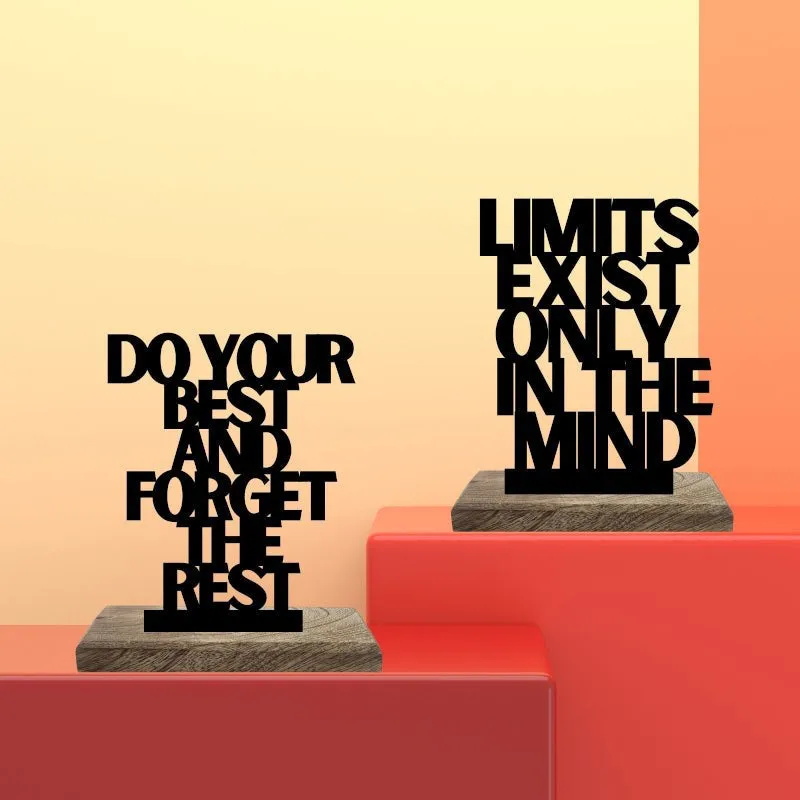 Optimal Mindset Boundless Efforts Typography Showpiece - Set Of Two media 1
