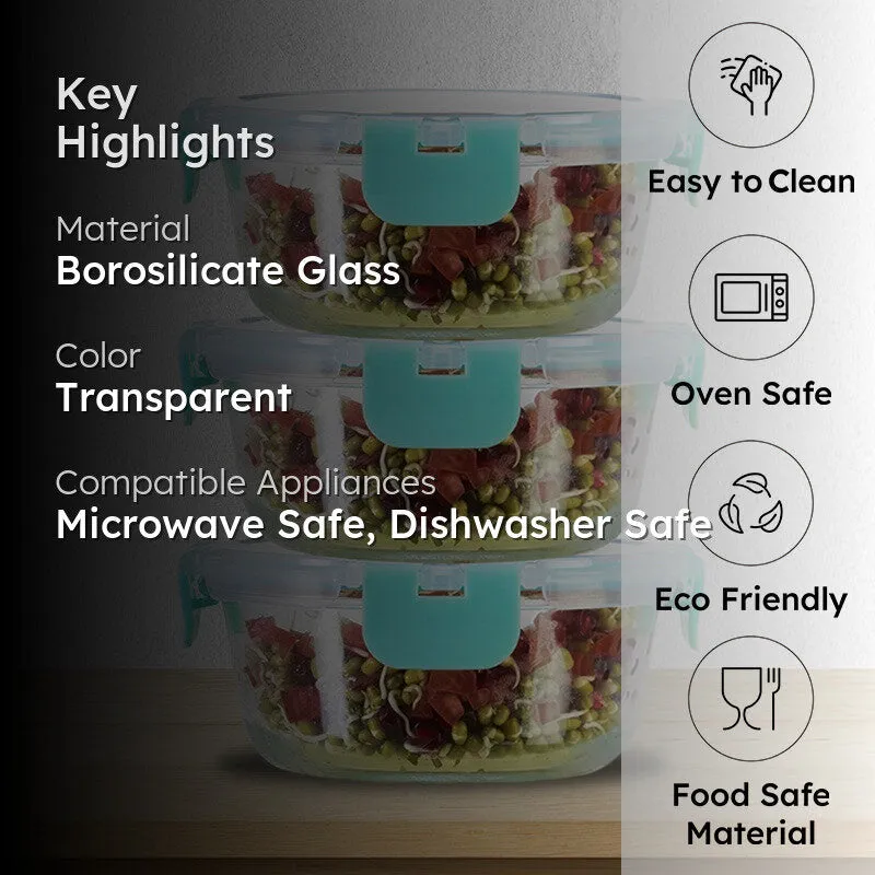 Mogrid Leak Proof Glass Lunch Box (390 mL Each) - Set Of Three media 2