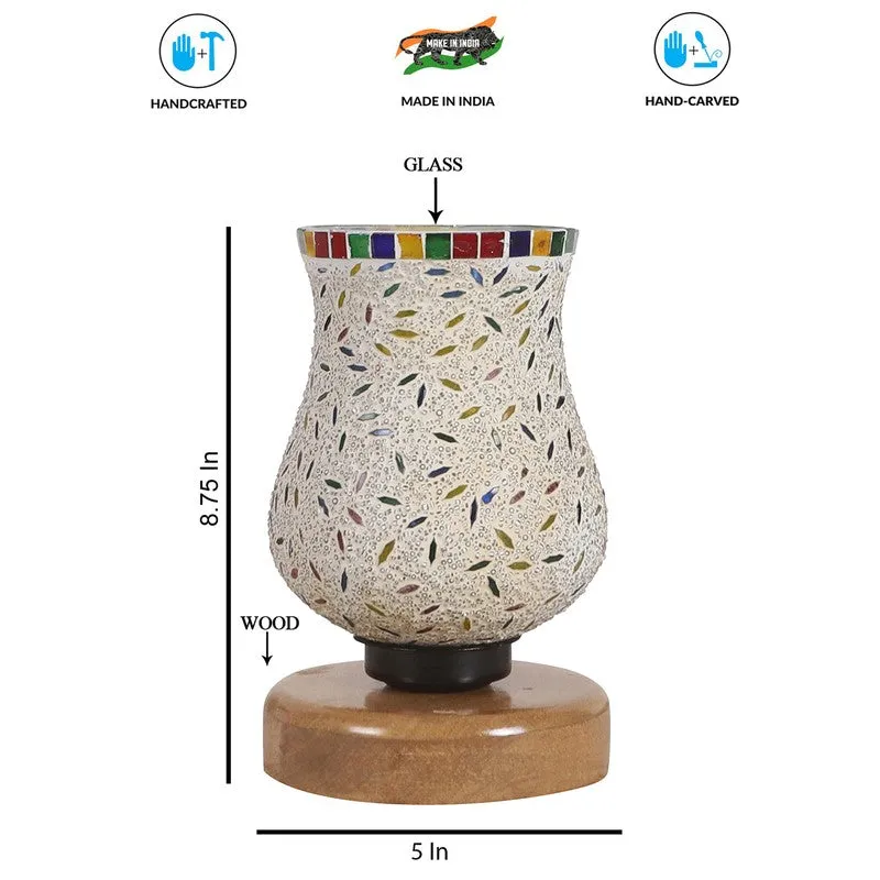 Glow Mosaic Glass Table Lamp With Wooden Base - Multicolor media 8