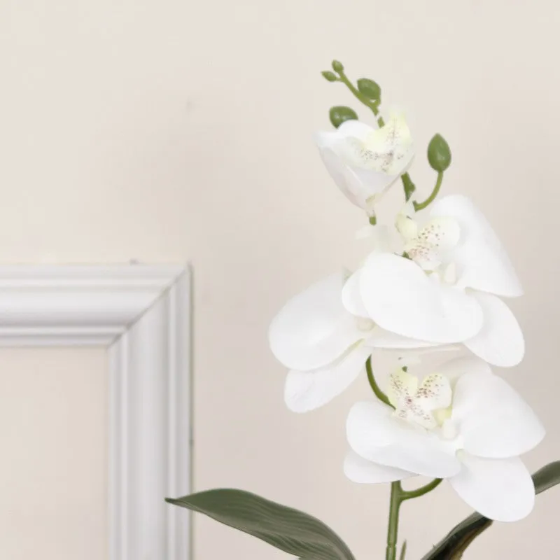 Artificial White Orchid Flower Plant With Fiber Pot - 1 Feet media 4