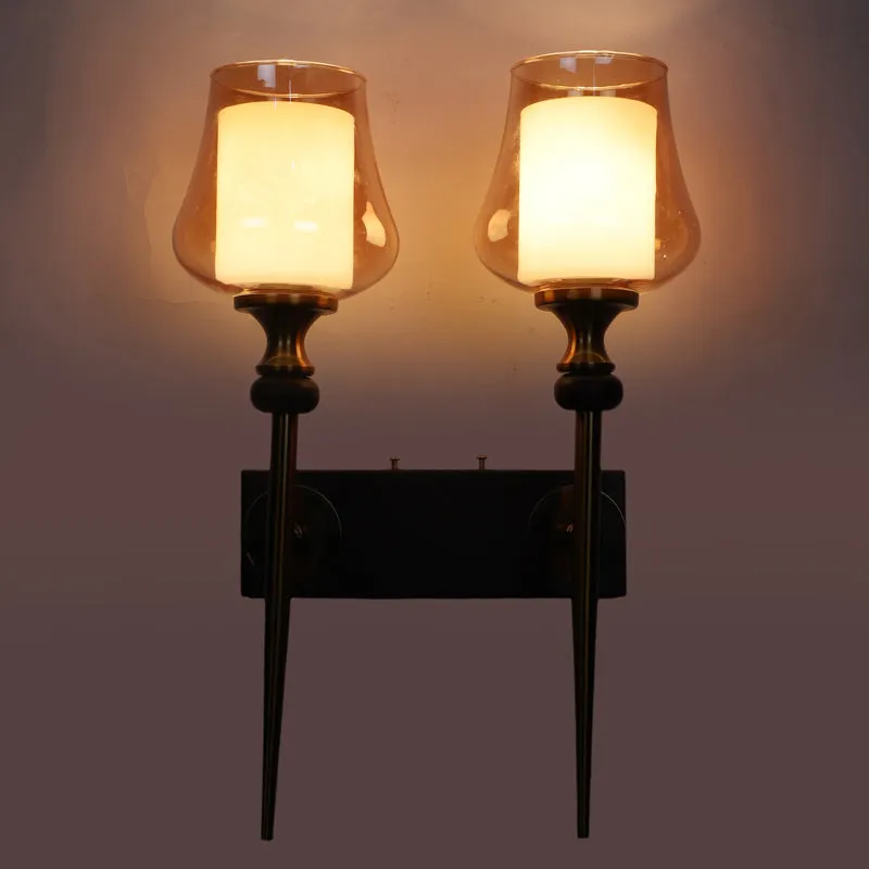 Alankrita Glass Shade Wall Lamp With Iron Base media 7