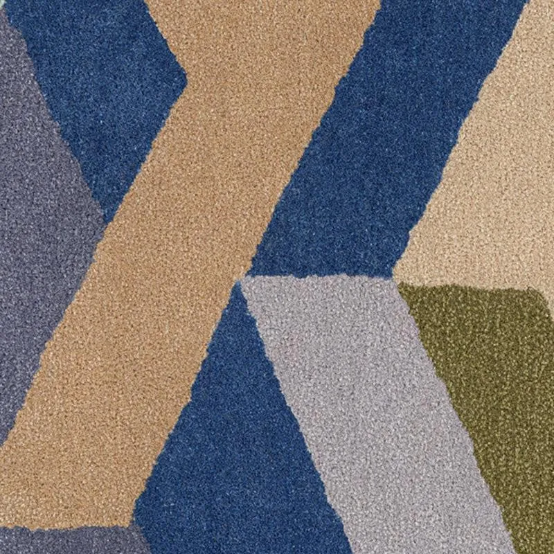 Elpenor Hand Tufted Geometric Wool & Nylon Carpet - Turquoise media 4