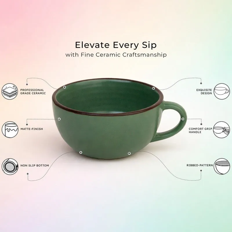 Cuddle Ceramic Tea Cup (250 mL Each),Green) - Set Of Four media 4
