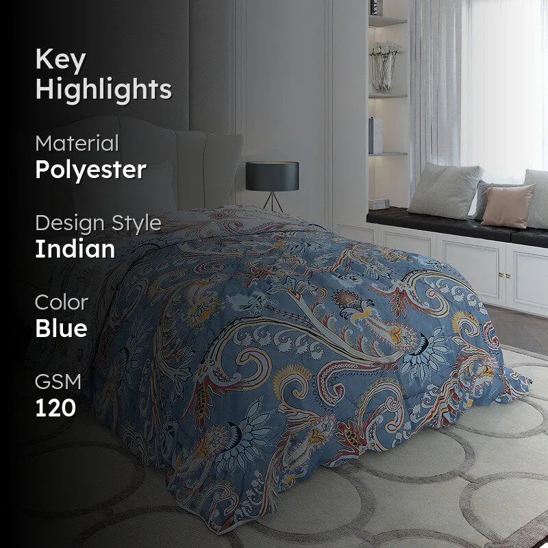Monte Carlo Bloomelia Floral Polyester Reversible Comforter (Blue) - 120 GSM media 2