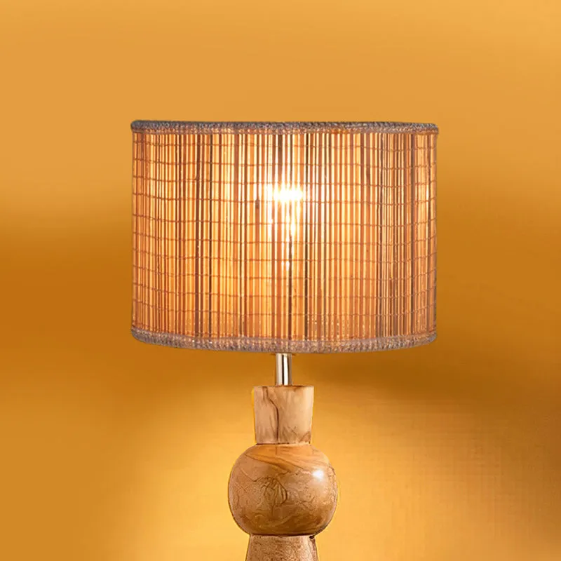 Angler Bamboo Wooden Table Lamp - Beige,Brown media 4