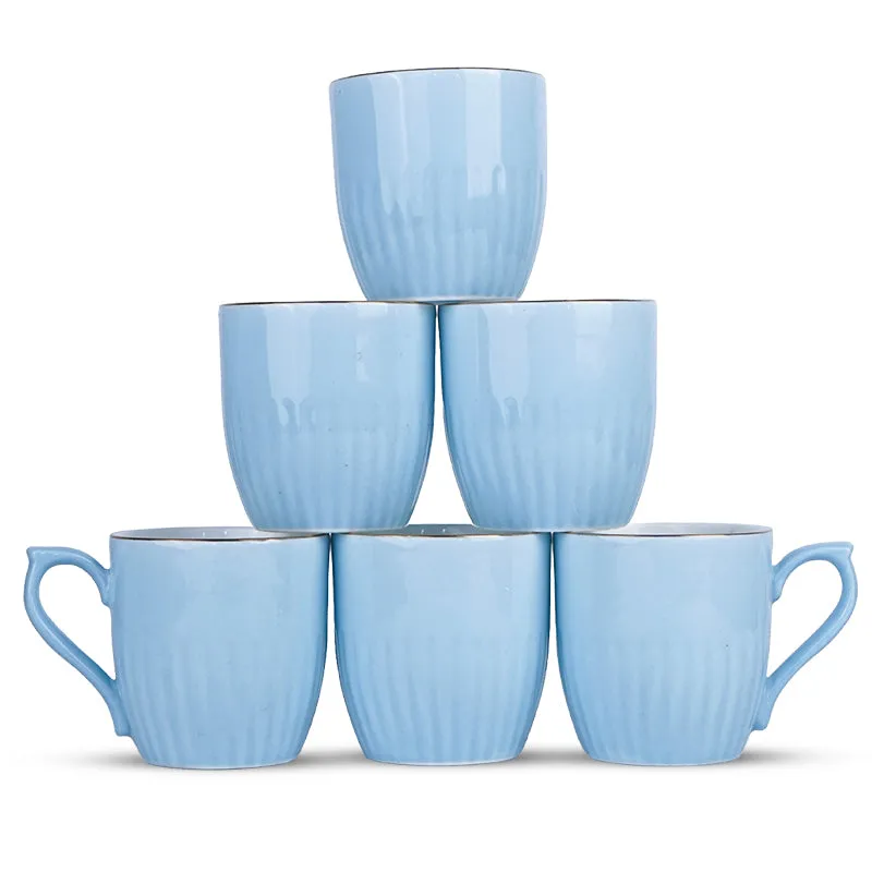 Glimo Porcelain Tea Cup (200 mL Each)/Blue)- Set of Six media 4
