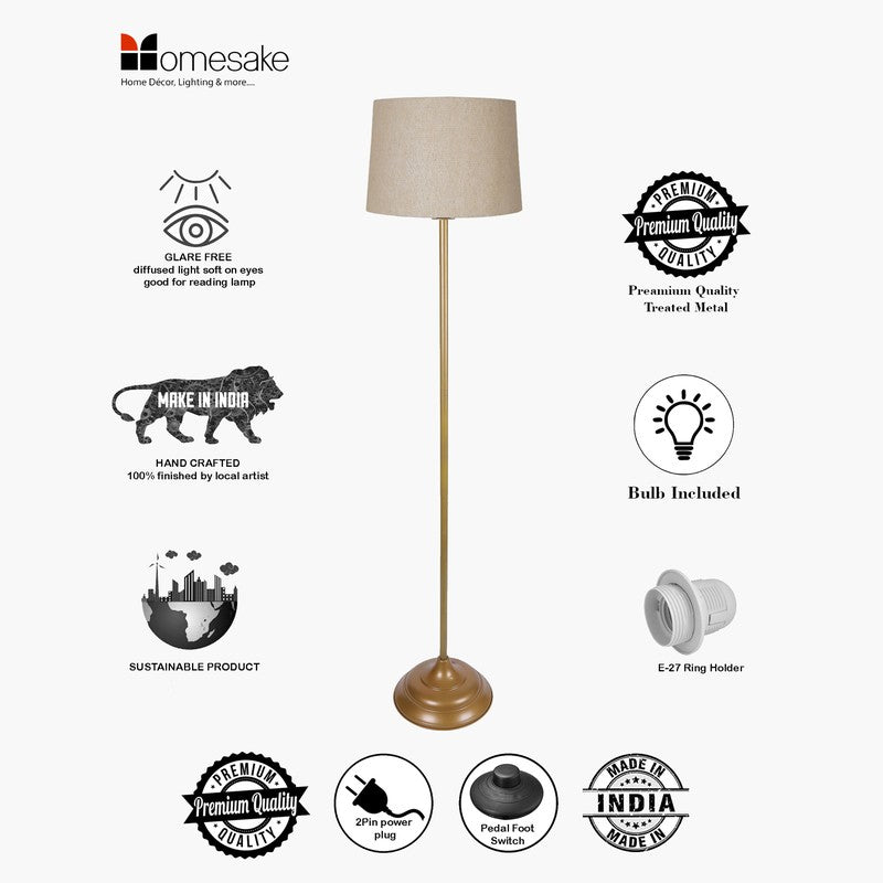 Gabriella Fabric Floor Lamp - Gold & Beige media 4