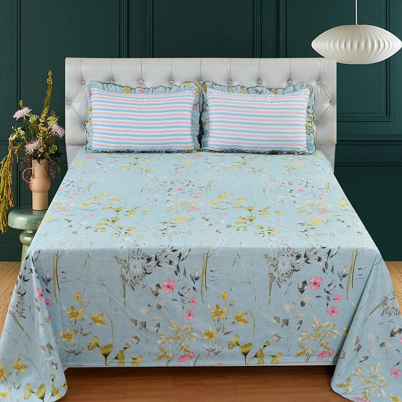 Forget-Me-Not Dreams Floral Microfiber Bedsheet - 210 GSM media 3