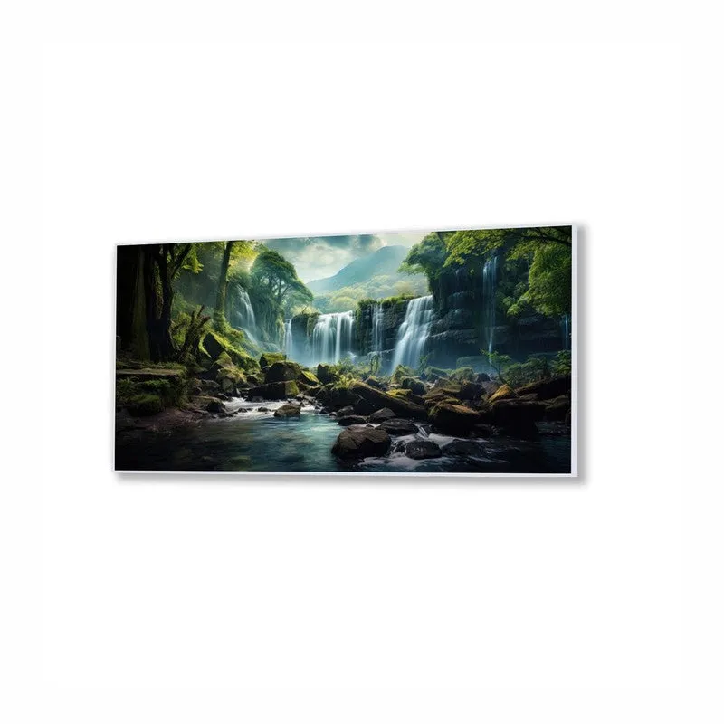 Hidden Forest Falls Canvas Wall Painting With Frame media 4
