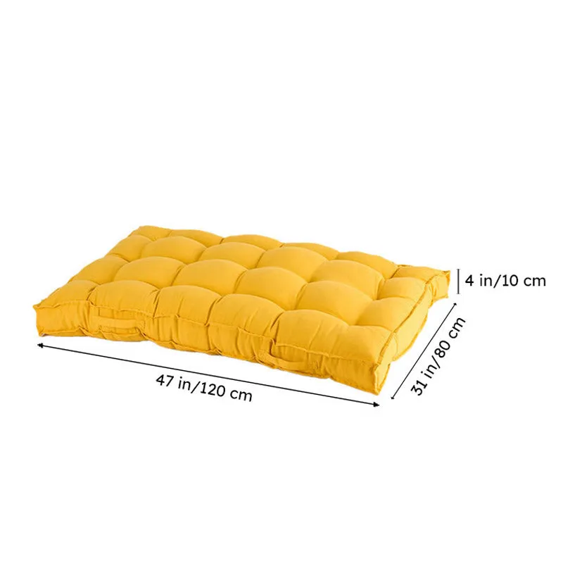 Plushport Solid Cotton Floor Cushion (Yellow) - Set Of Two media 8