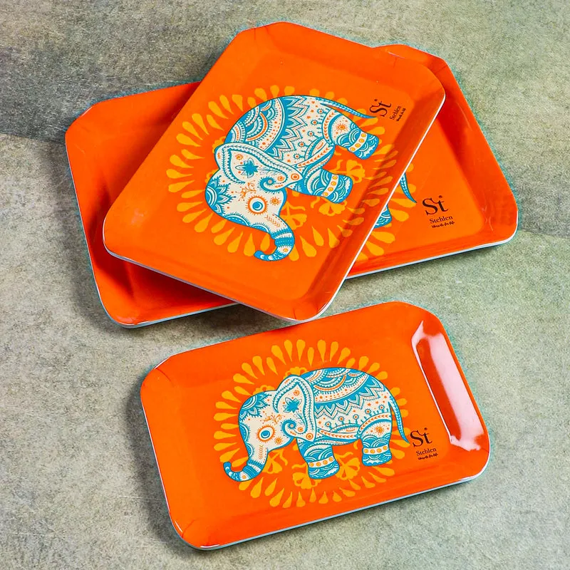 Vibrant Haathi Melamine Serving Tray - Set Of Three media 3