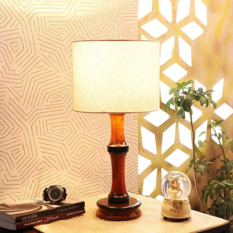 Urbane Troton Fabric Table Lamp - White,Brown media 1