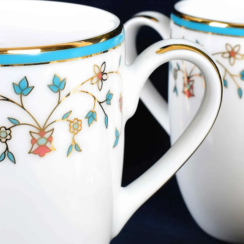 Gilded Mavi Coupe 24k Gold Brushed Porcelain Coffee Mug(280 mL Each) - Set Of Four media 6