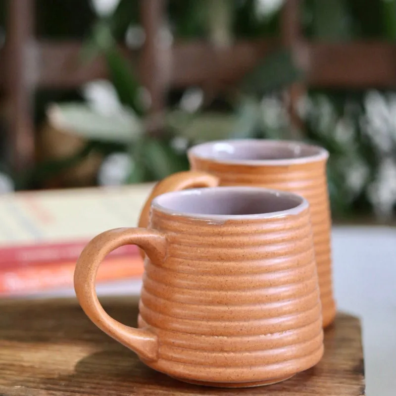 Venia Ceramic Tea Cup (220 mL Each/Rust) - Set of Two media 3