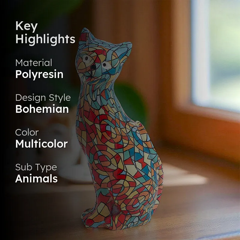 Mosaic Kitten Polyresin Showpiece - Multicolor media 2