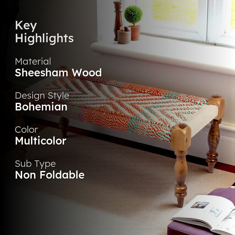 Flavo Sheesham Wooden Bench - Multicolor media 2