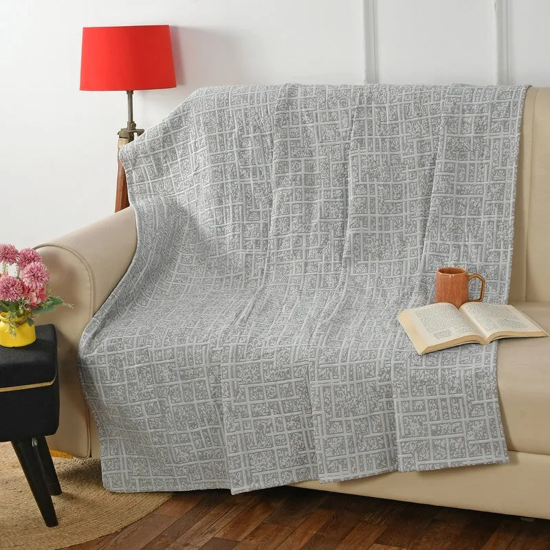 Velvra Abstract Cotton Throws - Grey media 1