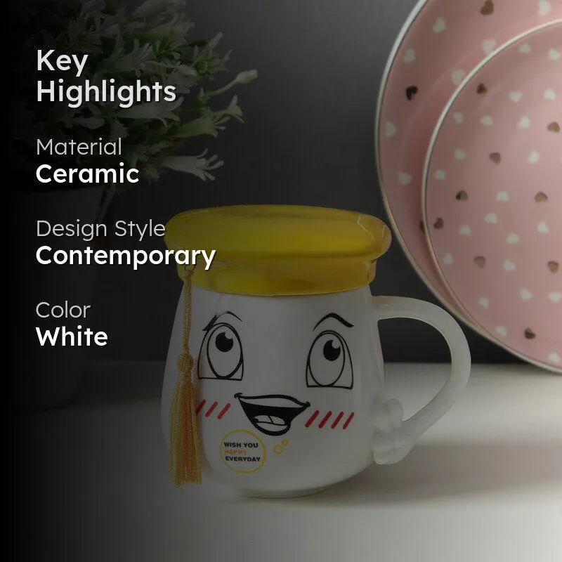 Graduation Cap Happy Mug With Lid (400 mL) - Yellow media 2