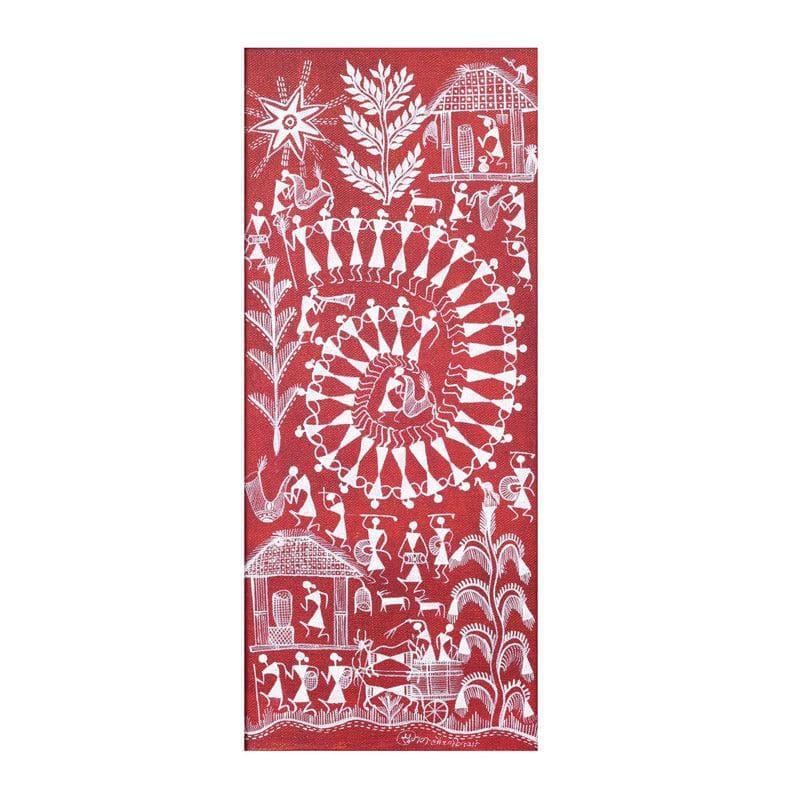 Barasi Warli Canvas Wall Art - Set Of Two media 6