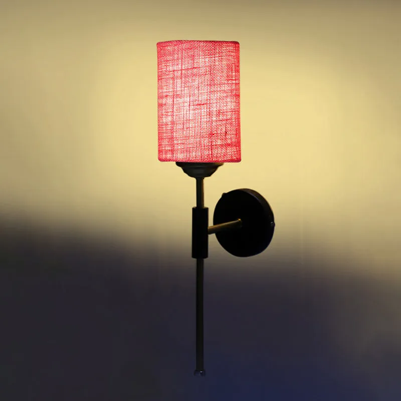 Beryll Cylindrical Jute Wall Lamp - Pink media 5