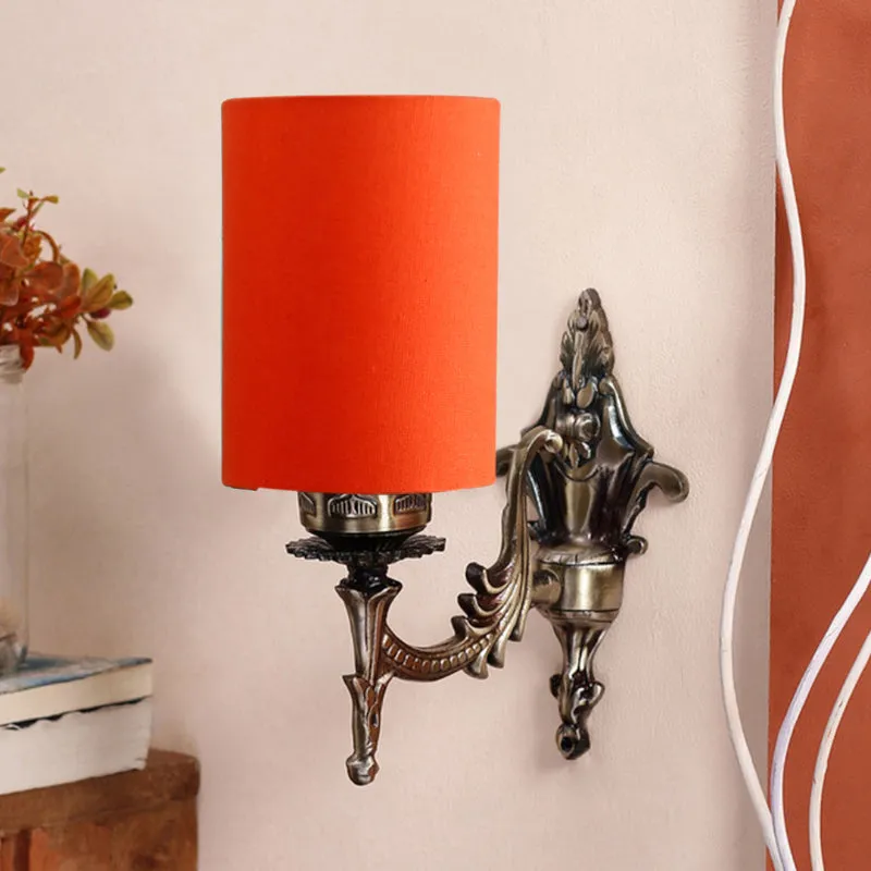Vista Edrel Cylindrical Fabric & Metal Wall Lamp - Orange media 3