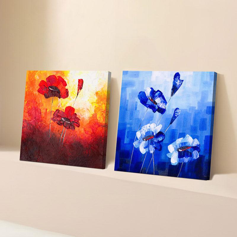 Fiery Blue Floral Wall Art