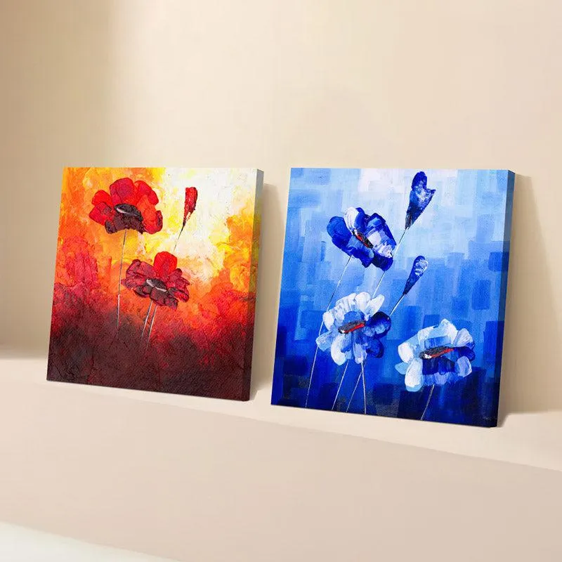 Fiery Blue Floral Wall Art media 1