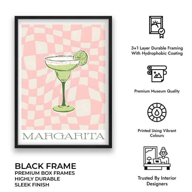 PinkCheck Margarita Archival Canvas Wall Art - Black media 10