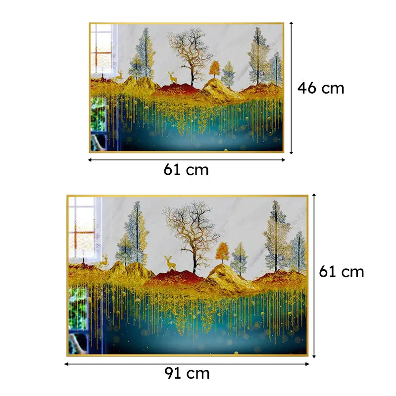 The Golden Range Modern Canvas Wall Art With Frame - Gold media 7