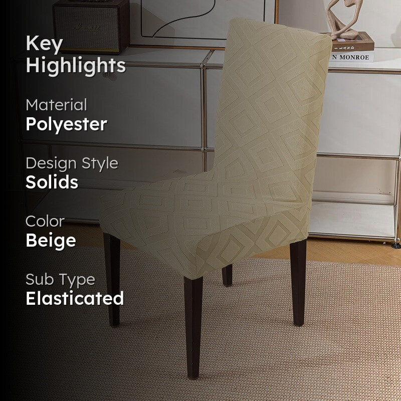 Diamante Jacquard Chair Cover - Beige media 2