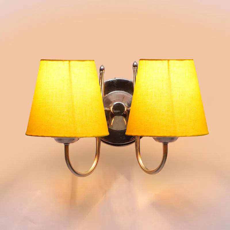 Veda Duo Conical Fabric & Metal Wall Lamp - Yellow media 3