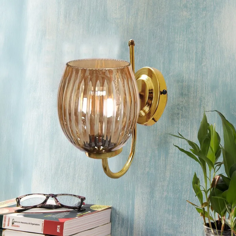 Amber Beam Golden Base Glass Wall Lamp media 3