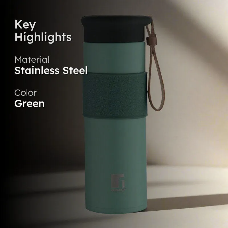 Bergner Walking Mountain Mist Thermosteel Hot And Cold Flask (Green) - 450 mL media 2