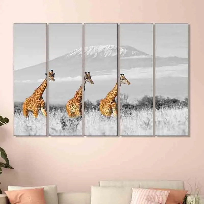 Wild Giraffe Wall Art - Five Piece Set media 1