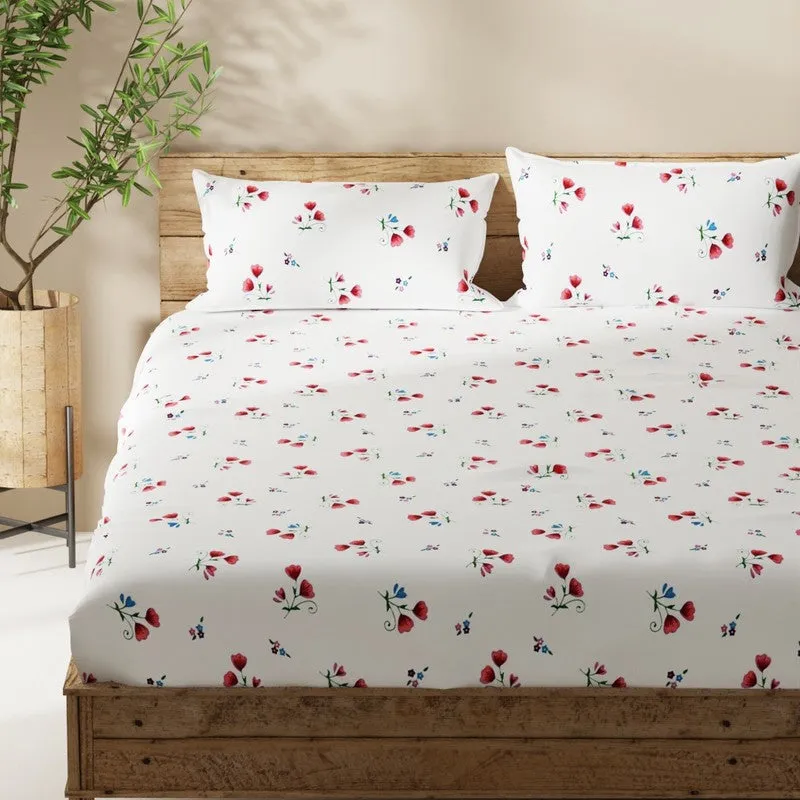 Fynric Bedsheet (White,Pink) - 115 GSM media 4