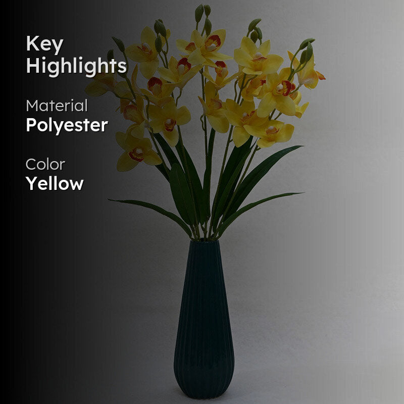 Faux Everlasting Cymbidium Everlasting Orchid Flower Stick - Yellow media 2