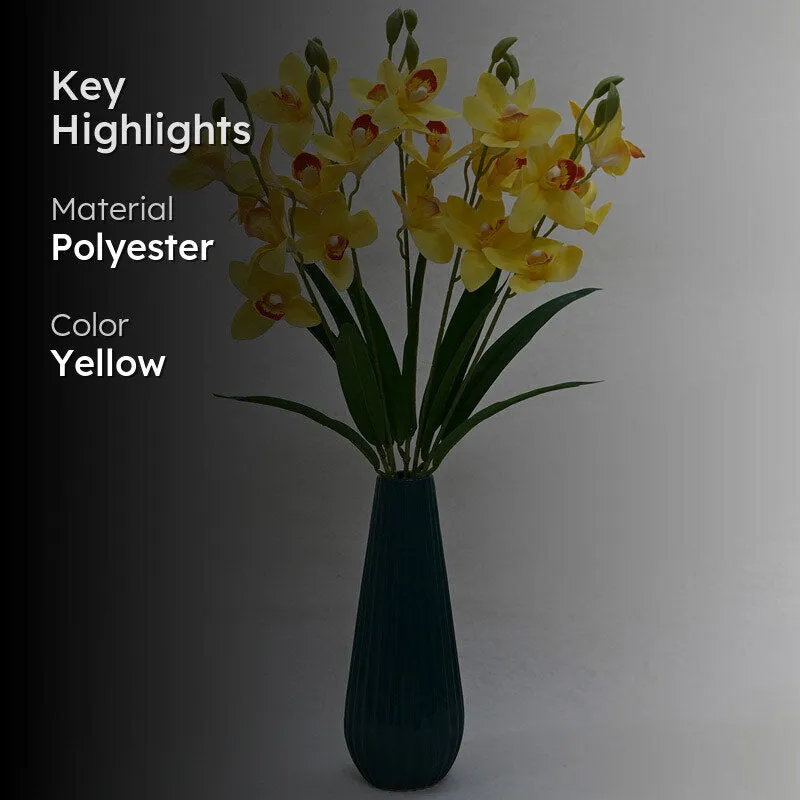 Faux Everlasting Cymbidium Everlasting Orchid Flower Stick - Yellow media 2