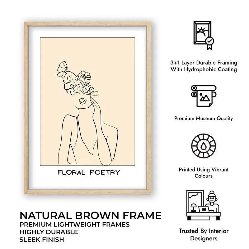 Petal Thoughts Canvas Wall Painting With Brown Frame media 10